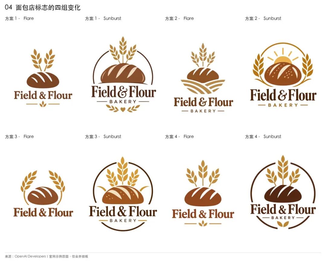 原文Field and Flour面包店标志设计对比图