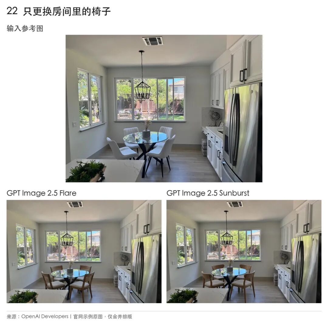 原文将室内白色椅子替换为木椅的对比图